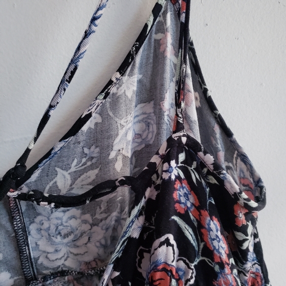 AE American Eagle Floral strappy cross bag swing dress printed viscose large - Picture 10 of 13